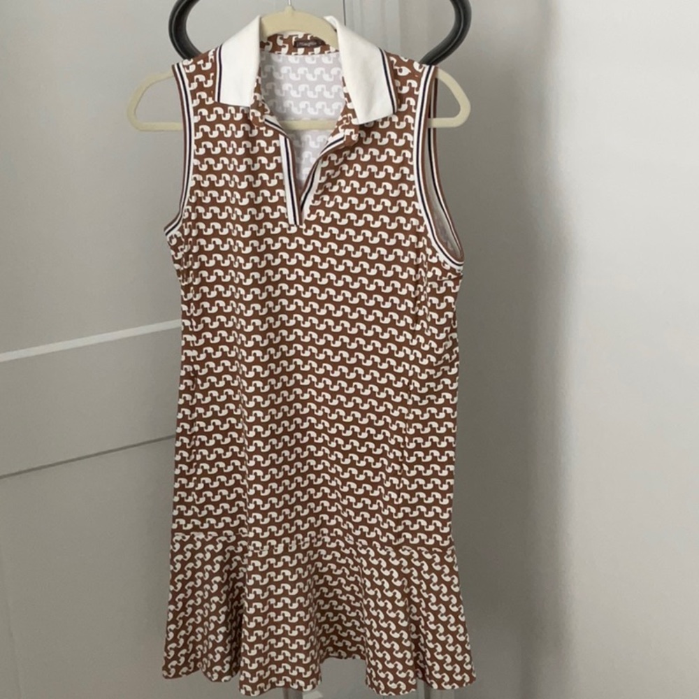 J.McLaughlin, Like New, Merlin Dress in cream and rust.  Size Large
